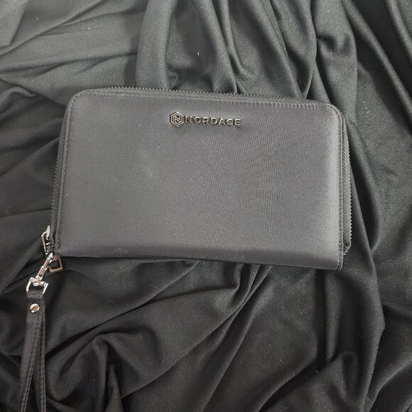 Nordace Black RFID Blocking Passport Sim SD Card ID Window Smart Wallet Wristlet - Picture 3 of 16